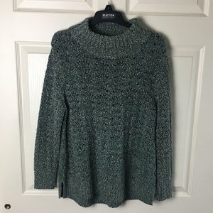 Democracy Green And Gold Speckled Cowl Neck Sweater